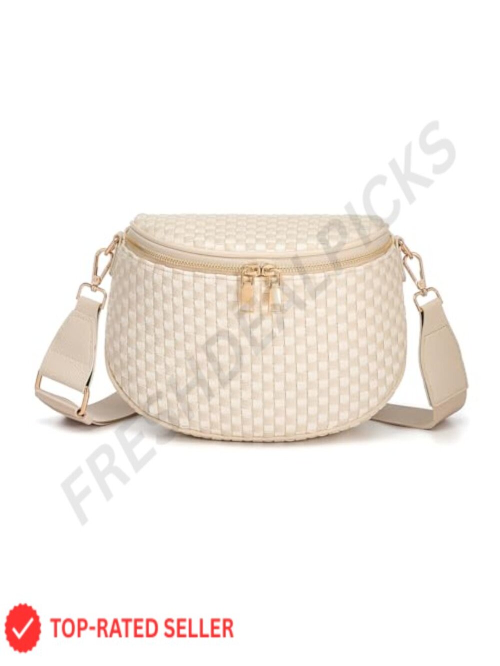 Woven Vegan Leather Checkered Crossbody Waist Pack Fanny Pack